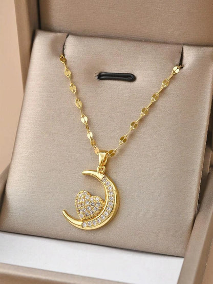 Lorelei Heart and Moon Necklace