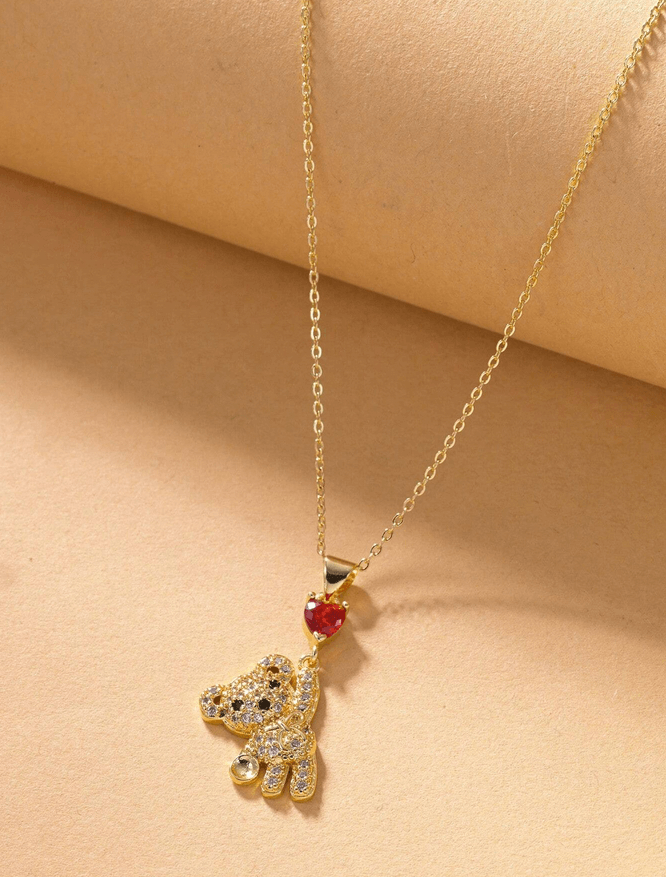 Darla CZ Bear Pendant Necklace