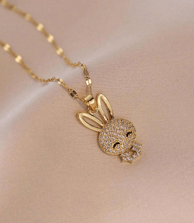 Lenora CZ Bunny Pendant Necklace (Gold/Silver)