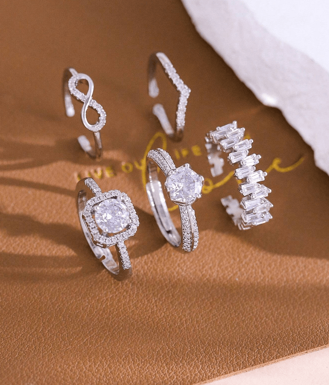 Milena CZ 5 Pc Set Rings