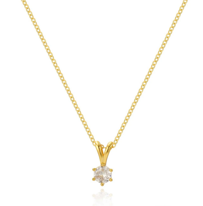 925 Sterling Silver Loisa Cz Pendant Necklace-18k Vermeil Gold Plated