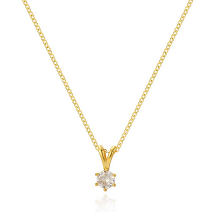 925 Sterling Silver Loisa Cz Pendant Necklace-18k Vermeil Gold Plated