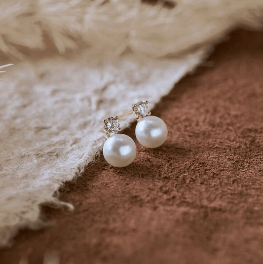 925 Sterling Silver Zara Pearl Earrings-18k Vermeil Gold Plated