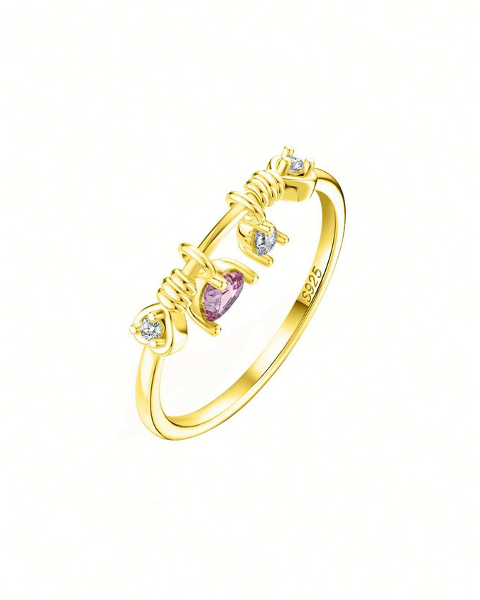 925 Sterling Silver Seraphina Charmed Ring-18k Vermeil Gold Plated