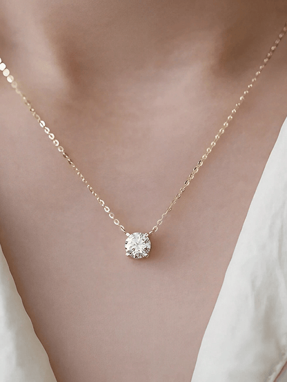 925 Sterling Silver CZ Dainty Ava Necklace-18k Vermeil Gold Plated