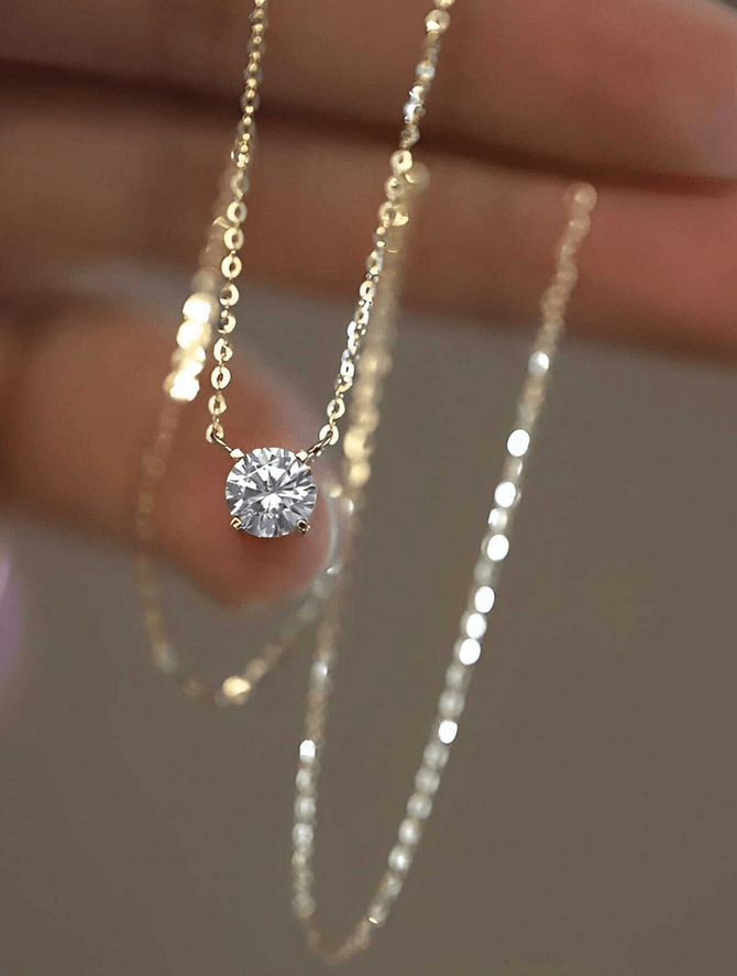 925 Sterling Silver CZ Dainty Ava Necklace-18k Vermeil Gold Plated