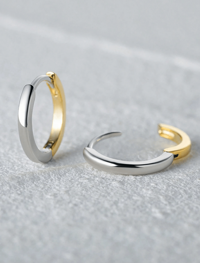 925 Sterling Silver Elena Two-tone Earrings-18k Vermeil Gold Plated