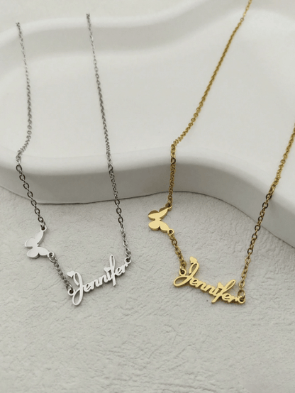 Personalized Name Necklace with Butterfly Charm