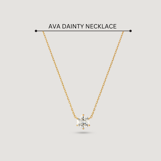 925 Sterling Silver CZ Dainty Ava Necklace-18k Vermeil Gold Plated