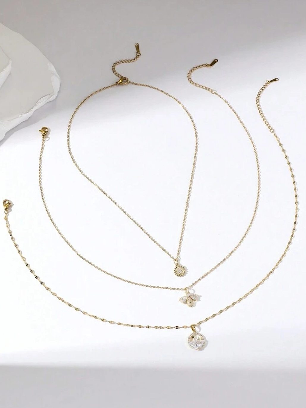 Fiorella Premium  3 -Pc Set 18k Gold Plated Necklace