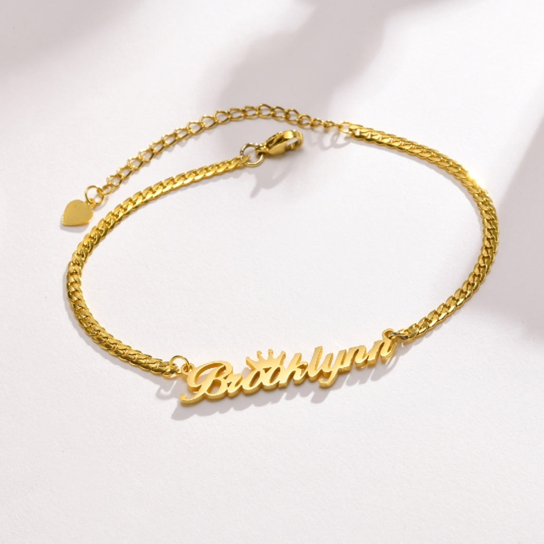 Personalized Crown Name Bracelet