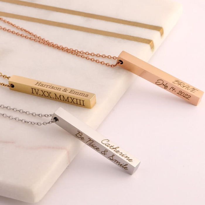 Personalized Bar Engraved Necklace