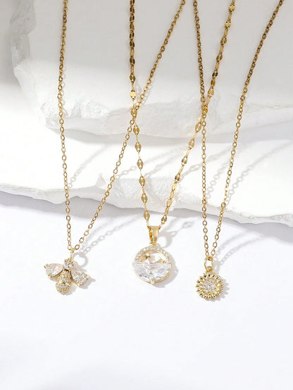 Fiorella Premium  3 -Pc Set 18k Gold Plated Necklace