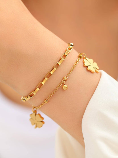 Leliana Clover Layered Bracelet (Silver, Gold)